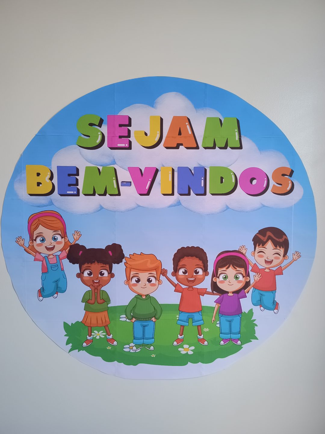 Painel Redondo Sejam Bem-Vindos
