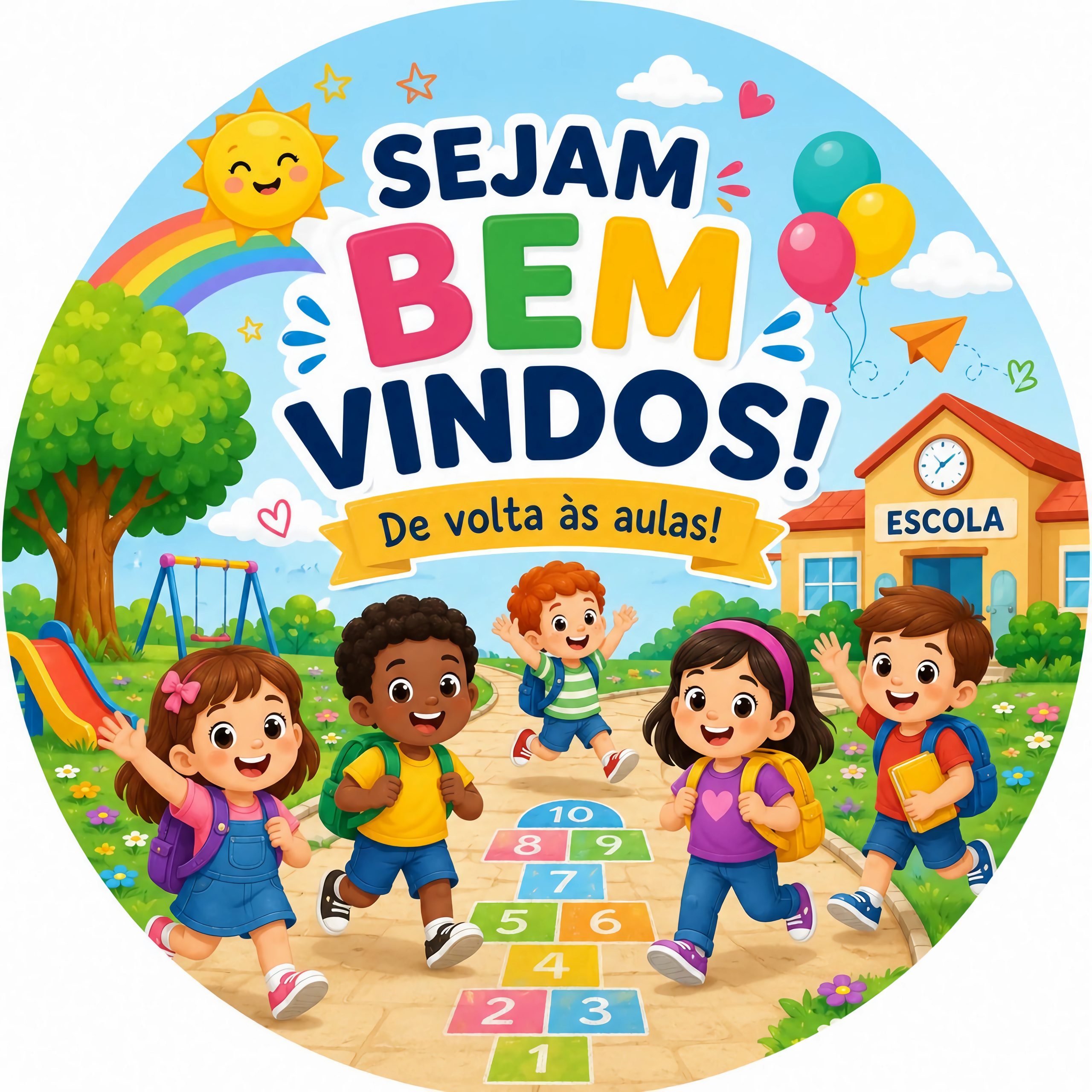 Painel Redondo Sejam Bem-Vindos